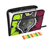 Fierce Wolf Green red Document Organizer 13 Pockets A4 Letter Size with Zipper Closure for Office Supplies File Holder organizador