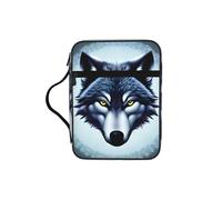 Fierce wolf head Bible Study Tote Bag with Handles-Water-Resistant Organizer for Church Travel, Pen Holder Tablet Pocket Journal Cover Case