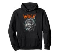 Fierce Wolf Head Design with Wild Lightning Art Pullover Hoodie