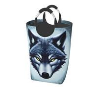 Fierce wolf head Dirty clothes pack.Printed Laundry Basket, 50L Foldable Clothes Storage Hamper