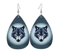 Fierce wolf head Leather Earring. Stylish teardrop shape, perfect for women, and a great decorative choice for parties and holidays.