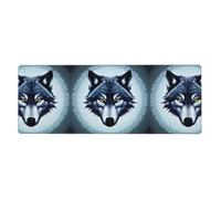 Fierce Wolf Head Long and Large Rubber Mouse pad for Office Computers 12x31.5in