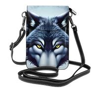 Fierce wolf head Pattern crossbody bag, flap leather wallet, detachable shoulder strap, suitable for travel and camping.