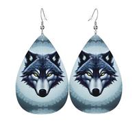 Fierce wolf head Pattern teardrop earrings, fashionable earrings suitable for work/dating/vacation