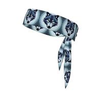 Fierce Wolf Head Performance Sports Headband - Double Sided Moisture Wicking Workout Head Tie for Running, Yoga & Gym