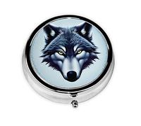 Fierce Wolf Head Portable Round Pill Box, can fit into Wallet Pocket Lightweight 3 Compartment Pill Box, Carry Pill Box with You