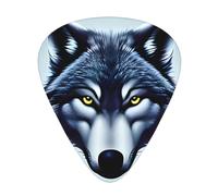 Fierce wolf head printed guitar picks, 12-piece set with thin, medium, and thick styles, comes with a storage case