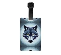 Fierce Wolf Head Printed PVC Luggage Tag Travel Anti Lost ID Label Personal Info Tag for Backpack and Suitcase