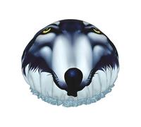 Fierce wolf head Printed shower cap, reusable, double-layered design, suitable for women to wrap their hair, wash their face, and apply face masks.
