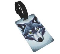 Fierce Wolf Head PVC Luggage Tag for Suitcases, Durable Travel ID Label with Name Card Removable Strap for Bags, 1 Pack
