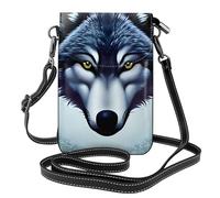 Fierce Wolf Head Small Cell Phone Purse, Floral Print Crossbody Bag, Pu Leather Mini Wallet With Shoulder Strap, Secure Magnetic Closure.