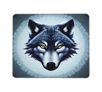Fierce Wolf Head Square Waterproof Non-Slip Rubber Base Mouse Mat for Office Laptop,Laptop Wireless Mouse Home Office Travel 7 X 8.6 in