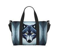 Fierce Wolf Head Travel Duffle Bag-Lightweight Carry On Weekender for Men Women, Waterproof Overnight Bag for Gym Weekend Trips