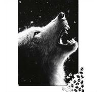 Fierce Wolf Howling in Darkness Jigsaw Puzzle for Adults, 1000 Pieces, 70x50cm/1000pcs, Fresh Winter Hobby, Relaxing Home Time And January Evenings