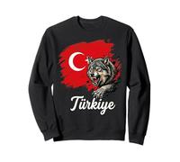 Fierce Wolf Türkiye Flag Patriot Design Sweatshirt