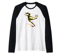 Fierce Women’s Soccer Athlete Launching Big Kick Raglan Baseball Tee