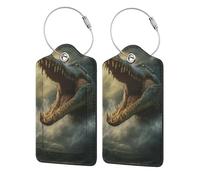 Fiercely Crocodile Luggage Tags with Stainless Loop Privacy Cover ID Funny Cute Unique Pattern 2 PCS