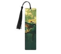 Fiercely Crocodile Underwater Personalization Wooden Bookmark with Tassel Double Sided