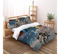 FIERDXA Astronaut Balloon Bedding Set 3D Digital Printing Space Theme Duvet Cover Set Pillowcase Microfiber Quilt Cover Suitable for Family,couple,children Double(200x200cm)