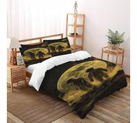 FIERDXA Astronauts Moon Bedding Set 3D Digital Printing Space Theme Duvet Cover Set 3 Pieces Microfiber Comforter Cover Universal for All Seasons with Pillowcase Double（200x200cm）