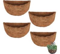 Fierudeng 4 Pieces Half Round Coco Coir Liner, Hanging Basket Coco Liner, Replaceable Plants Replacement Liners Wall Basket Planter Liners For Garden Flower Pot Vegetables