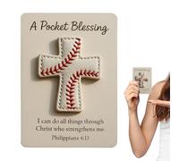 Fierudeng Baseball Cross Blessing Card,Handmade Creative Portable Home Decor,Christmas Pocket Blessings Decor - for Kids Adults Family Friends Holiday Party Birthday New Year Eve Home Party