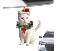 Fierudeng Cat Christmas Ornament | 2D Acrylic Decorations - Cute Kitten Ornaments - for Winter Festive Home Seasonal Celebration Fireplace Door Table Yard Friends