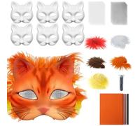 Fierudeng Cat Mask Set, Material Set for Empty Cat Mask, Crafts with Mesh and Felt Costume Accessory Set for Masquerade Ball, Cosplay Parties