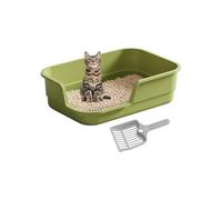 Fierudeng Large Cat Litter Tray - Half Enclosed Easy Cleaning with Scoop, Open Top Partially Enclosed Cat Litter Tray, for Odour Control Cleaning Kittens Seniors Pets Home