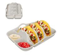 Fierudeng Taco Plates with Dividers,Serving Tray Taco Shells Holder | Reusable Bar Serving Plates with Dipping Sides Party Supplies for Picnic Camping Tuesday Home Kitchen