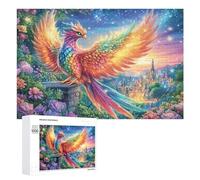 Fiery Bird on Stone with Castle 1000 Piece Jigsaw Puzzle for Family Indoor Leisure Puzzle Cooperation Gift for Festive Season 1000 PCS