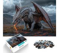 Fiery Breathing Dragon in ThundersAdults 1000 Piece Jigsaw Puzzle Analysis and logic Every Piece is Unique - Challenging Family Fun Game 38x26cm