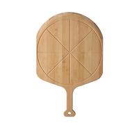 Fiery Chef 16' Bamboo Pizza Peel - Lightweight Smooth Wooden Paddle and Pizza Cutting Board with 8 Slice Grooves, Outdoor Oven Accessories, 23.6 x 16 Inch