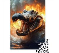 Fiery Crocodile Emerging from Water 1000 Piece Jigsaw Puzzle, 52x38cm/1000pcs, for Adults, Screen-Free Activity, Focused Puzzle Time And Quiet Weekends