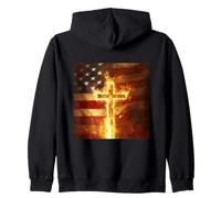 Fiery Cross Of Faith And Patriotism Zip Hoodie