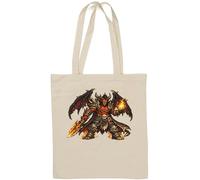 Fiery Demonic Warrior with Flames Natural Cotton Tote Bag White