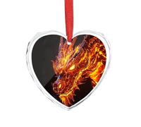 Fiery Dragon Flame Christmas Hanging Ornaments Crystal Glass Heart Pendant Gifts for Xmas Trees Home Offices