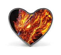 Fiery Dragon Flame Heart Metal Badge Printed Brooches Cute Button Decorations Pins for Backpack Clothing