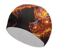 Fiery Dragon Flame Large Swimming Cap Unisex Waterproof Bathing Caps Elastic Swim Hat for Women Men
