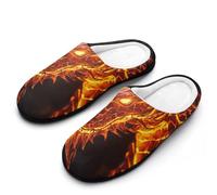 Fiery Dragon Flame Women's Cotton Slippers Winter Indoor Outdoor House Shoes Gift for Travel Bedroom Hotel 11-12(42-43)