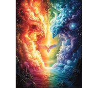 Fiery Dragon in A Cosmic Sky 1000-piece Jigsaw Puzzle Bundle Science Fiction Magical Dream Family Puzzle Lovers Brain Training Mindful Activity Spring Paperboard Creativity & Gift Giving 10