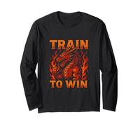 Fiery Dragon Train to Win Motivational Design Long Sleeve T-Shirt