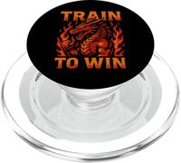 Fiery Dragon Train to Win Motivational Design PopSockets PopGrip for MagSafe