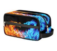 Fiery Dragons Makeup Bag for Women Men Kids Girls Boys, Blue Red Dragons Wash Pouch Bag Travel Toiletry Toiletries Cosmetic Organizer Shower Bag