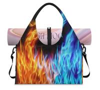 Fiery Dragons Sports Duffel Bag for Women Men Blue Red Dragons Weekend Overnight Bag with Shoe Compartment Shoulder Tote Luggage Bag for Yoga Gym Travel
