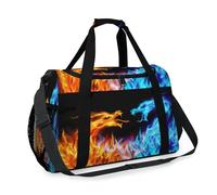 Fiery Dragons Travel Duffel Bag for Girls Boys Women Men Blue Red Dragons Weekend Overnight Bag Shoulder Tote Luggage Handbag for Travel Sports Gym