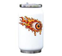 Fiery Eyeball with Dripping Flames Vacuum Insulated Thermal Beverage Can Bottle White