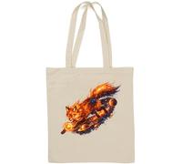 Fiery Fox Leaping Through Outer Space Natural Cotton Tote Bag White