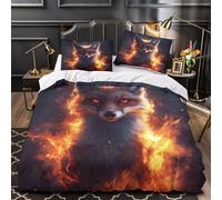 Fiery fox spirit 3D Print 3 Piece Set Quilt Cover Fantasy creature art Duvet Cover Silky Soft Microfiber Invisible Zipper for Teens Men Women Seniors Super king（260x220cm）