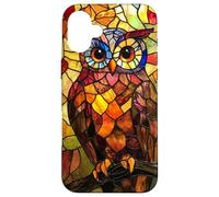 Fiery Glow Owl with Golden Feather Mosaic Case for iPhone 16 Plus